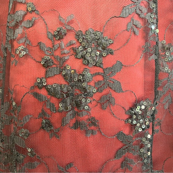 Betsy Johnson Evening Vintage Strapless Mini Dress Red Black Lace Bead Sequin, 6 - Picture 3 of 14